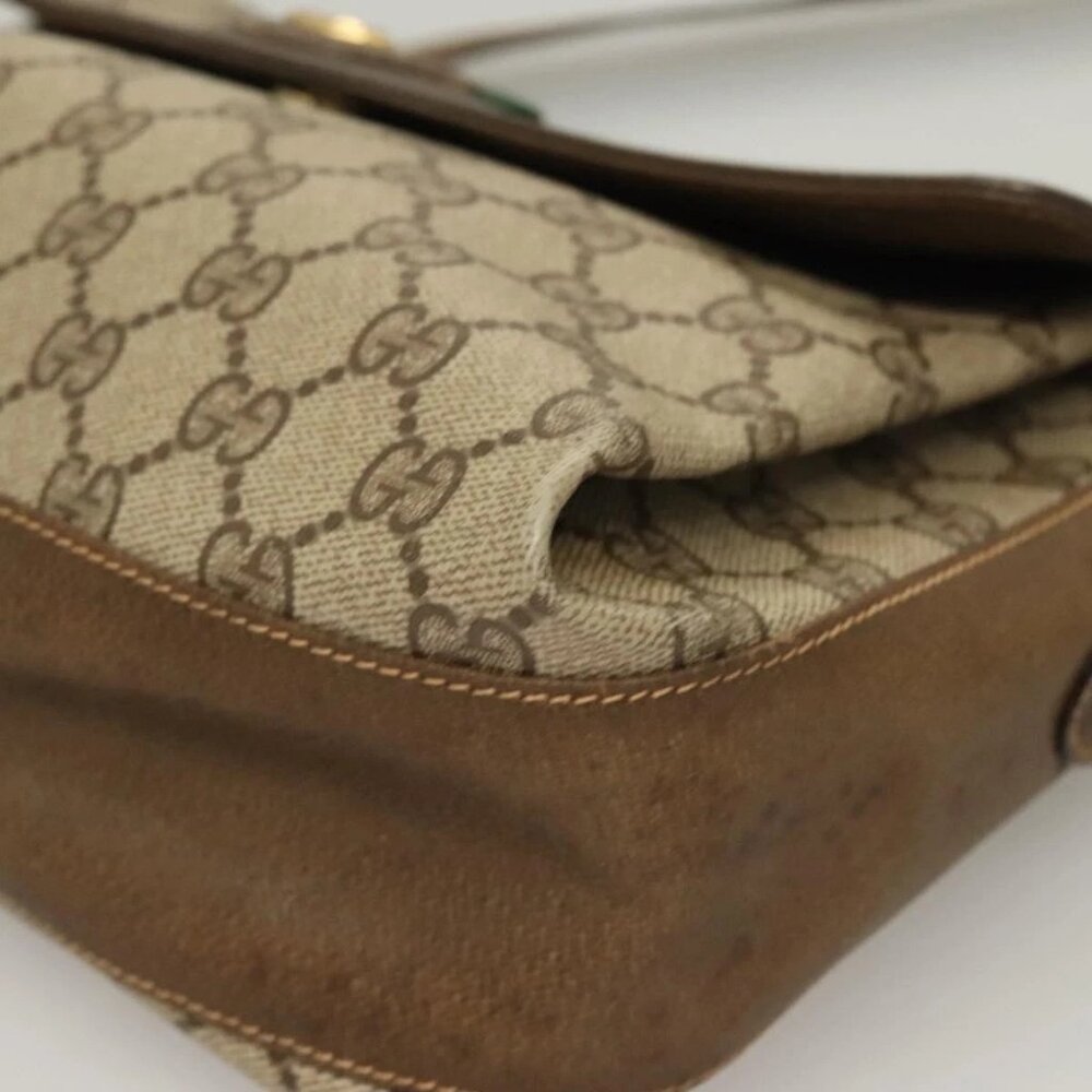 GUCCI GG Supreme Web Sherry Line Bag PVC Beige Gold 904 02 08 Auth 129908 - Picture 3 of 16
